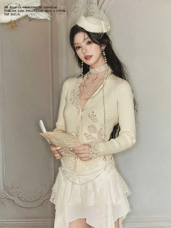 Butterfly Embroidery Design Ribbed Knit Slim Cardigan BBB0080 Anti-Pilling Anti-Shrink Durable