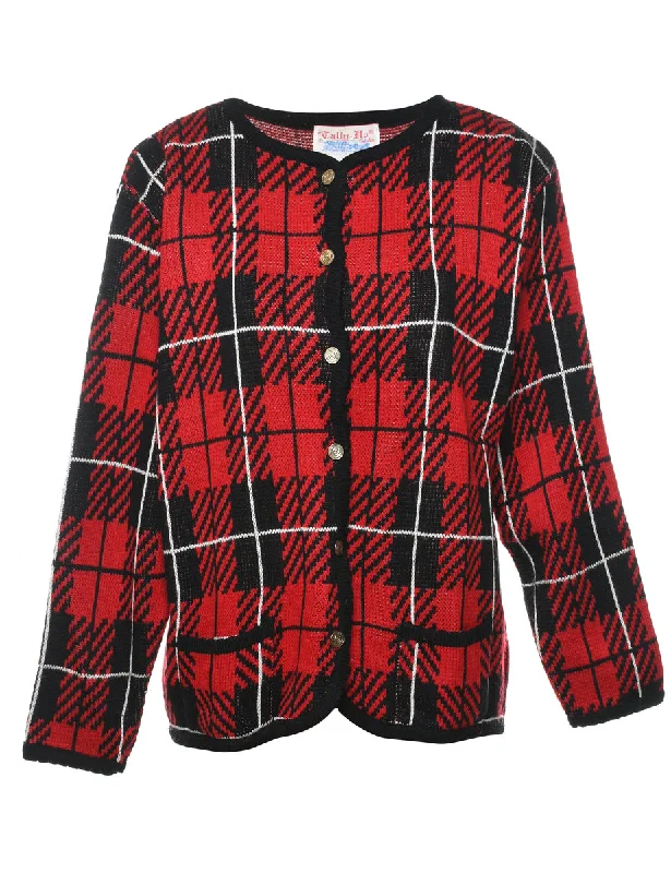 Checked Cardigan - M Transparent Opaque Sheer