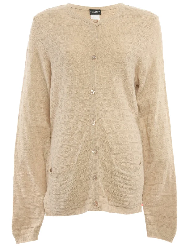 Button Through Brown Cardigan - L Satin Fabric Silk Fabric Chiffon Fabric