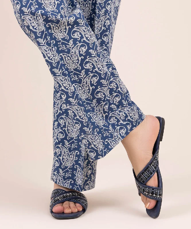 Printed Cambric Straight Pants Formal Stretch Pants