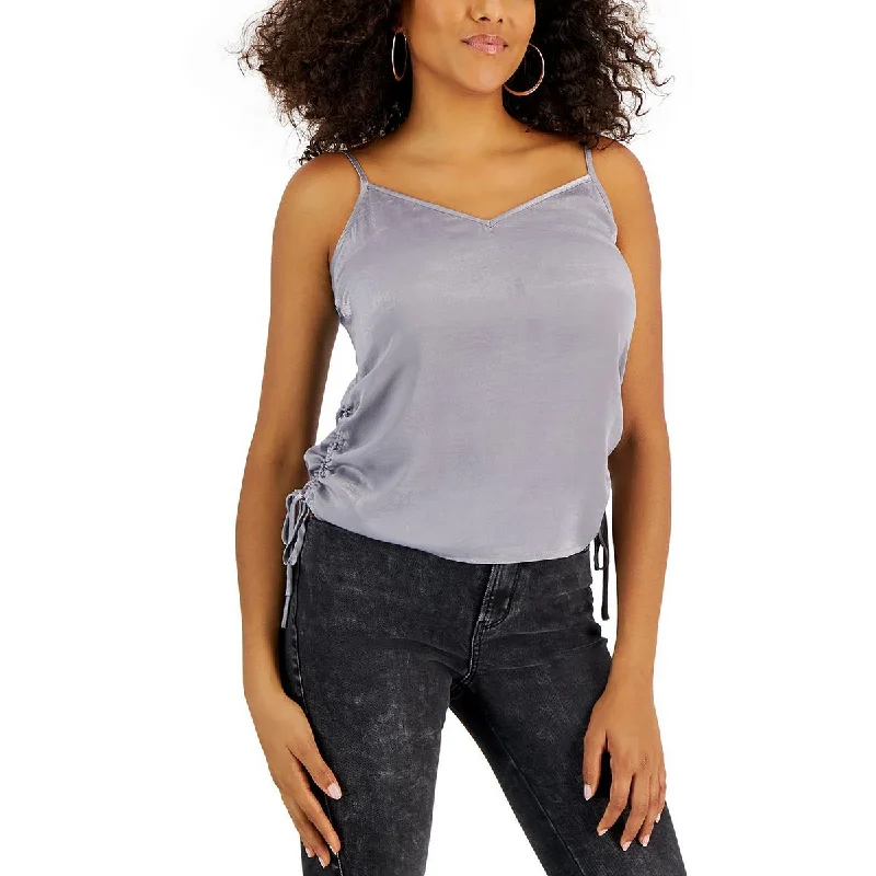 Kingston Grey Womens Juniors Satin Ruched Tank Top neon tank top