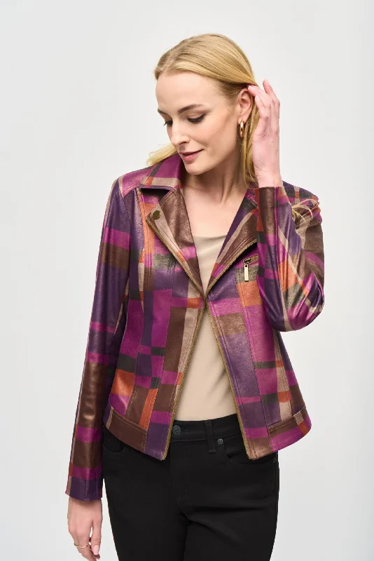 Joseph Ribkoff Multi Geometric Foiled Faux Suede Jacket 243921 Anorak Shell Jacket Lightweight Jacket