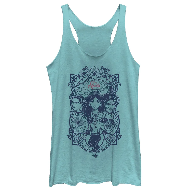Women's Aladdin Character Ornate Frame Racerback Tank Top open back tank