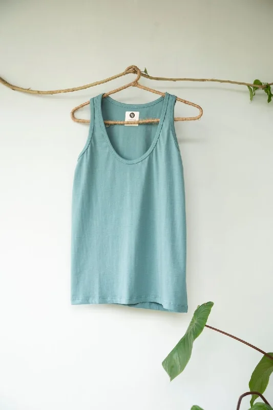 Hippy Organic Cotton Tank Top (Teal) teal tank top