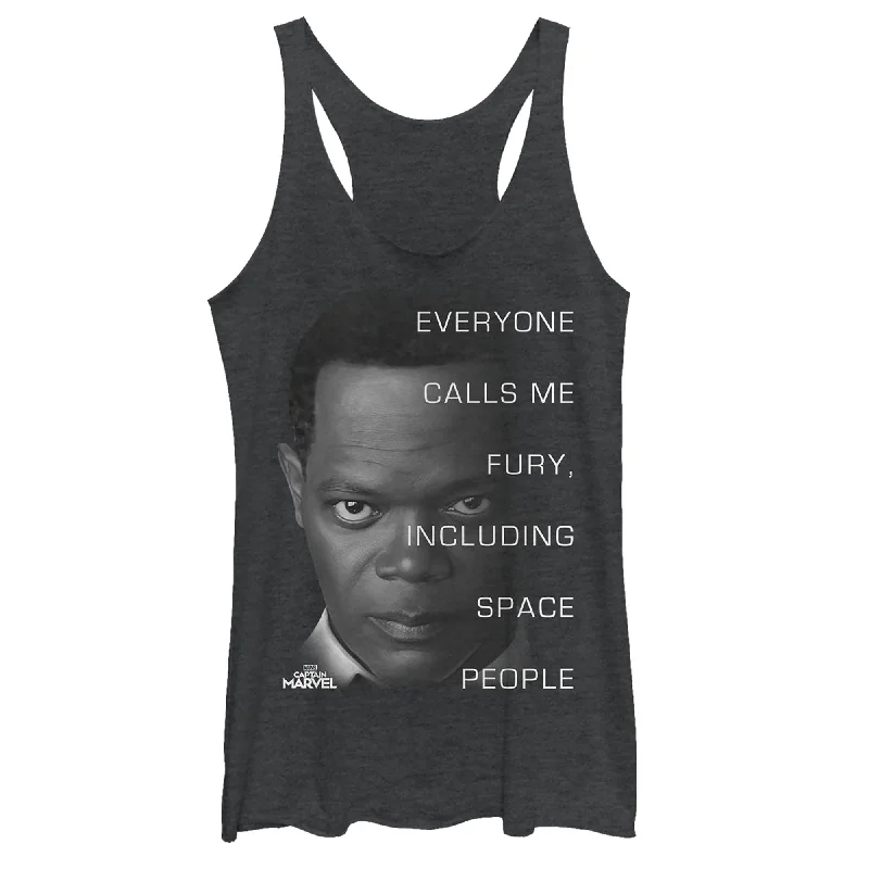 Women's Marvel Captain Marvel Everyone Calls Me Fury Racerback Tank Top flirty tank top