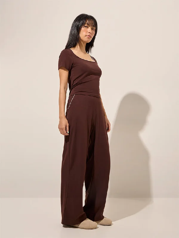 Superstar Brown High-Rise Cotton Pants Modern Skinny Pants