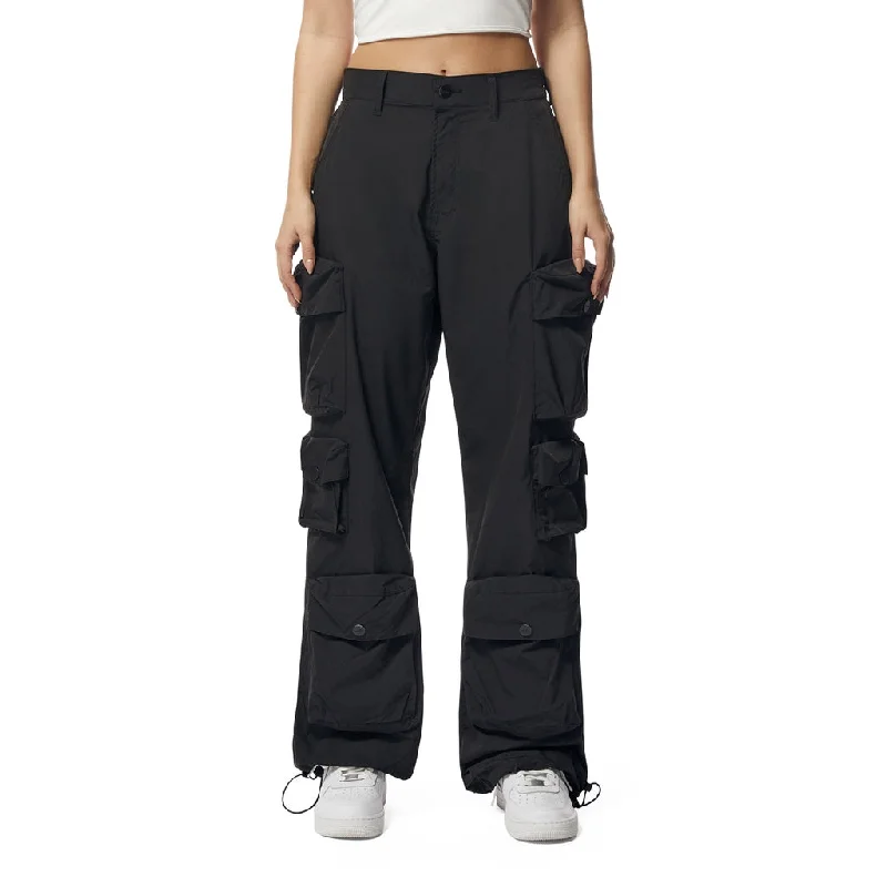 Wide Leg Cargo Pants - Black Elegant High-Waist Pants