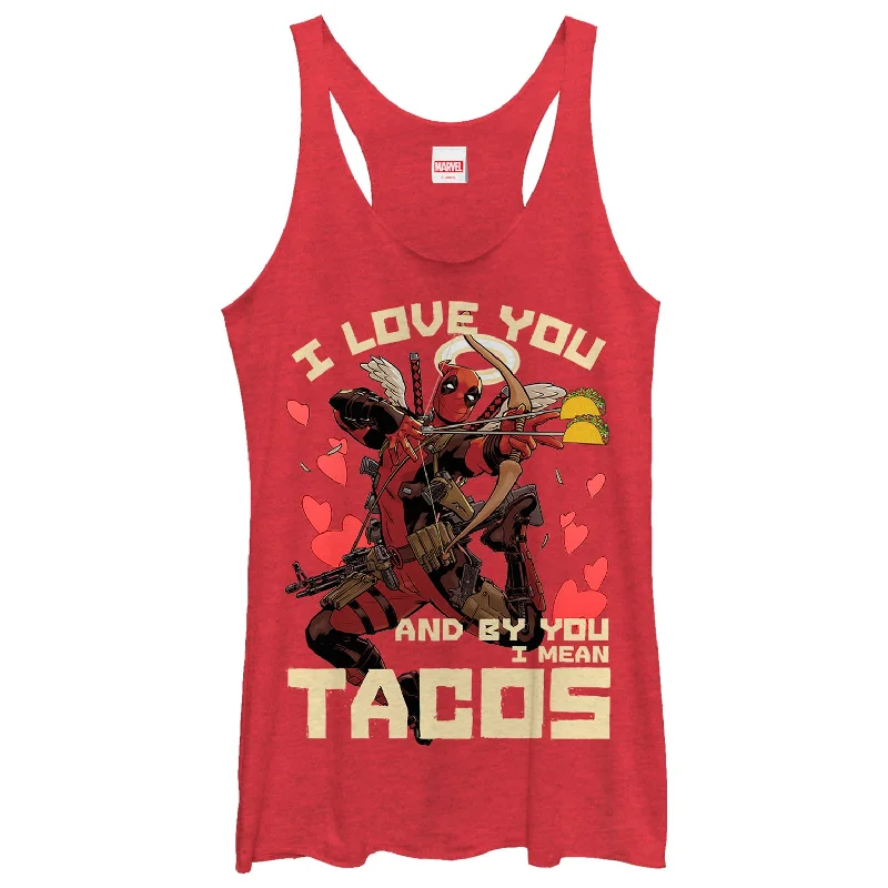 Women's Marvel Deadpool Taco Cupid Racerback Tank Top scoop neck tank
