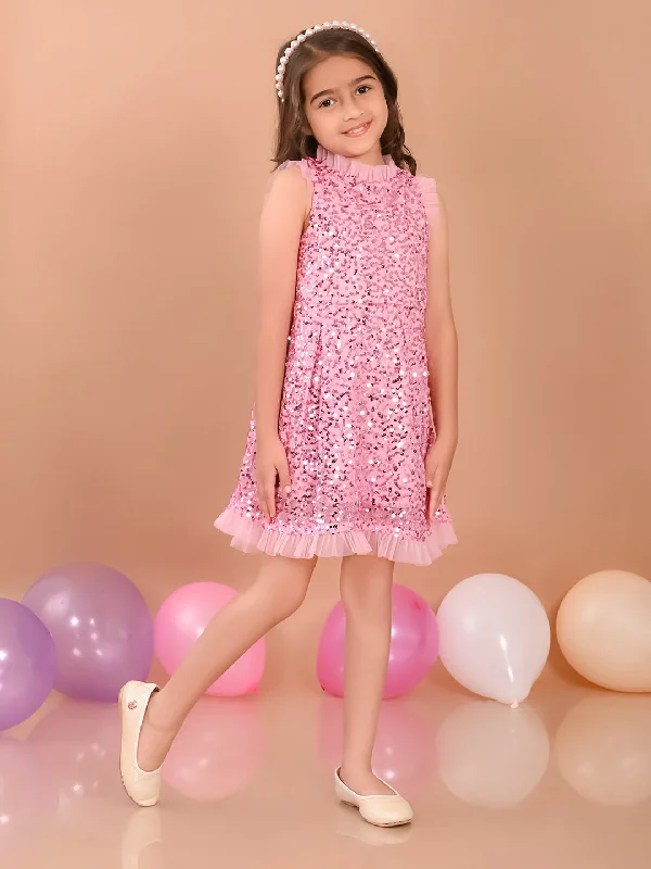 Sequin Knee Length Sleeveless Fit n Flare Party Dress Tunics Fashionable trendy