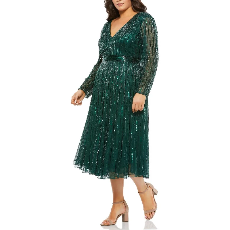 Mac Duggal Womens Plus Sequin Embellished Cocktail and Party Dress Tunics Seasonal trendy