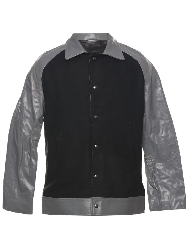 Black Team Jacket - M Stand-Up Collar Roll-Neck Collar Turtle Neck