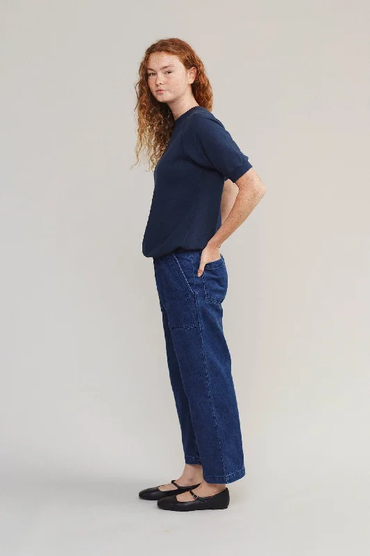 Jungmaven | Denim Ocean Pant | Medium Blue Casual Wide Pants