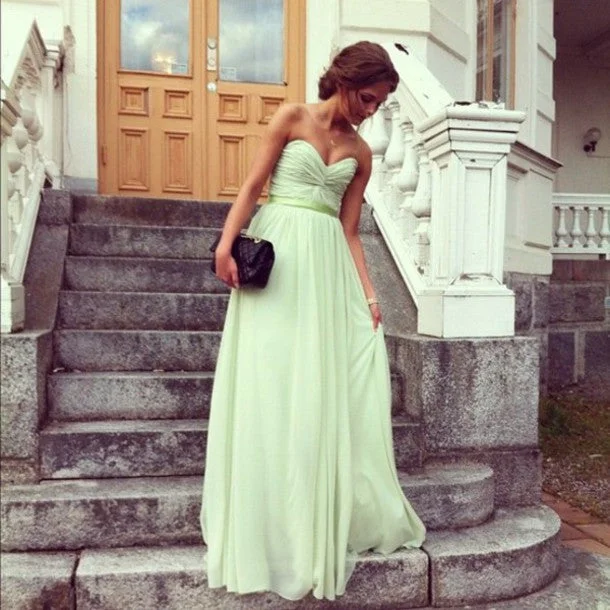 Mint Prom Dress,Mint Homecoming Dress,Sweetheart Strapless Mint Chiffon Bridesmaid Dress,Sage Evening Dress,Formal Party Dress,Long Mint Dress Tunics Cozy soft