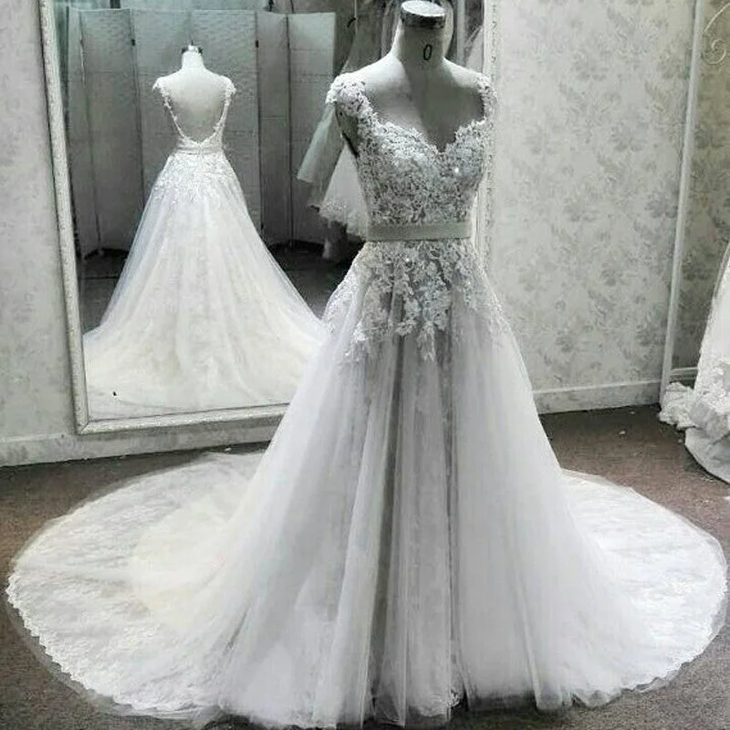 Sweetheart Gorgeous Open Back Applique Long Wedding Party Dresses, WG601 Tunics Leisure comfortable