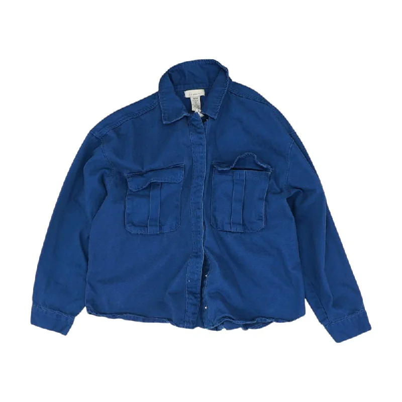 Blue Solid Denim Jacket Appliqued Jacket Beaded Jacket Sequined Jacket