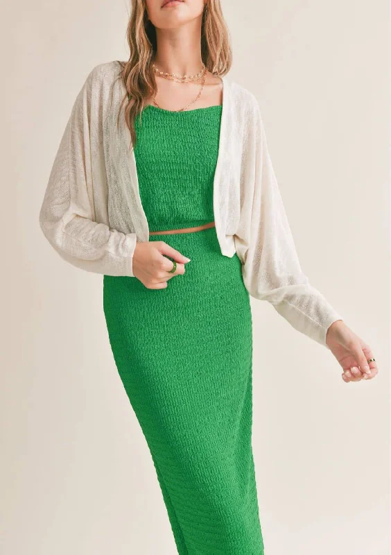 Sadie And Sage Unity Cropped Open Knit Cardigan - Ivory Slim Fit Regular Fit Oversized