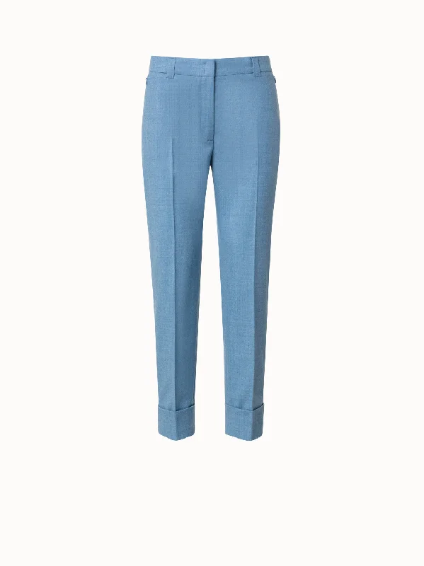 Cropped Tapered Wool Stretch Flannel Pants Trendy Palazzo Pants