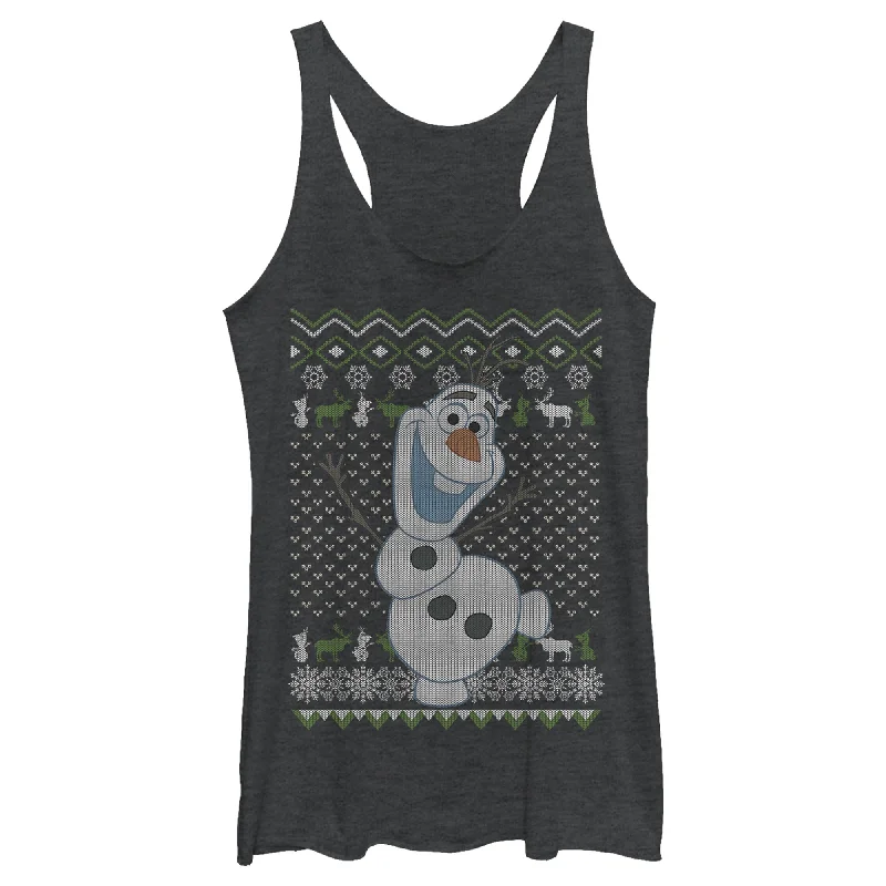 Women's Frozen Ugly ChristmasOlaf Sven Racerback Tank Top strapless tank top