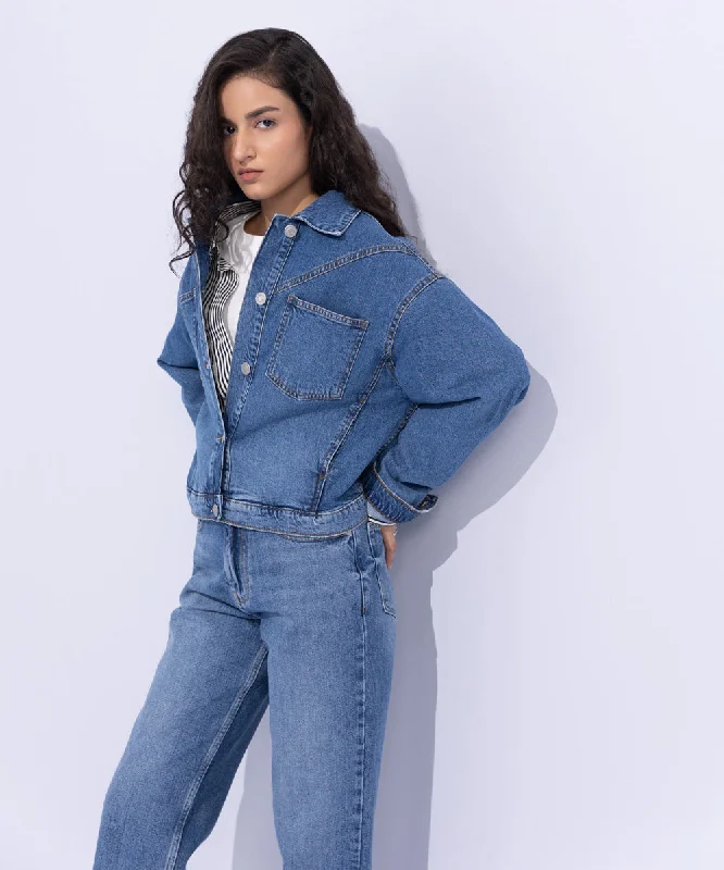 Denim Jacket One-Shoulder Jacket Off-the-Shoulder Jacket Asymmetrical Jacket
