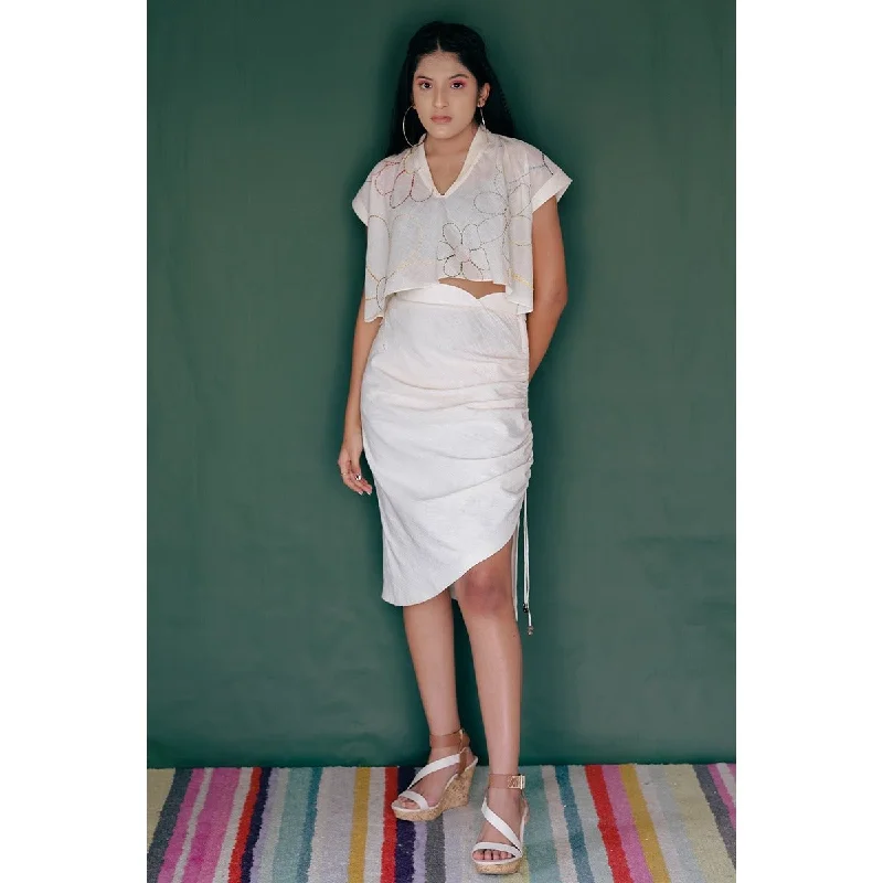 Butterdaisy Khadi Skirt - Overlaped Belt, Tea Length leather skirt bold