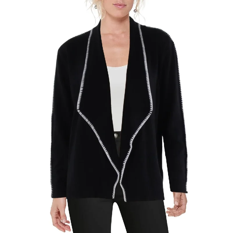 Aaeda Womens Whipstitch Open Front Cardigan Sweater Modern Contemporary chic