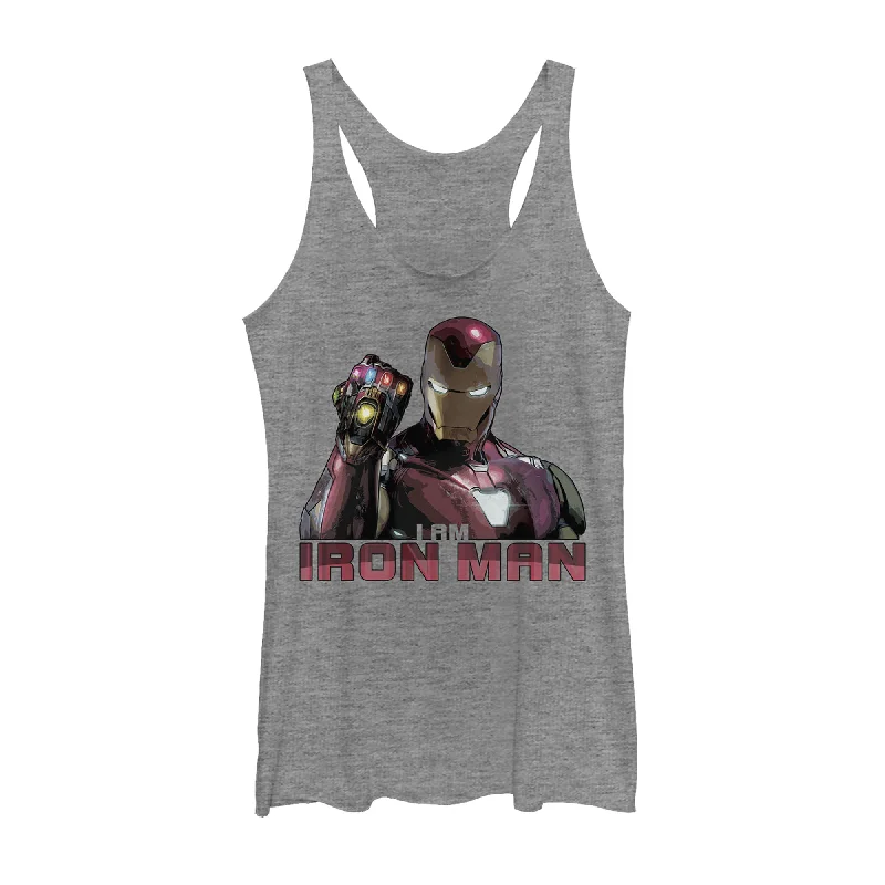 Women's Marvel Avengers: Endgame I Am Iron Man Racerback Tank Top silver tank top