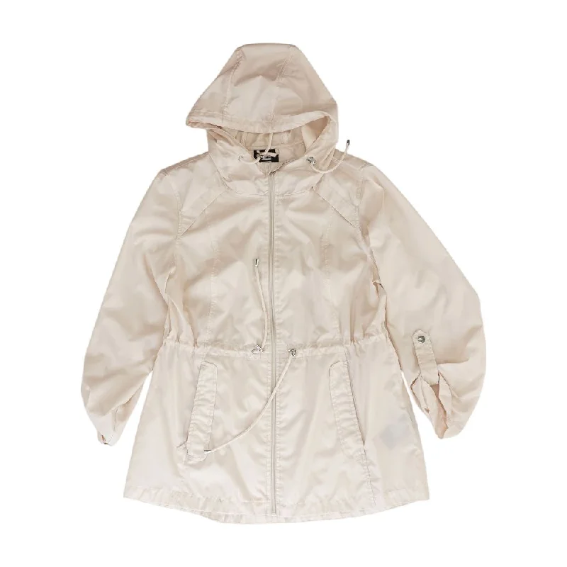 Beige Solid Rain Jacket Satin Jacket Silk Jacket Chiffon Jacket