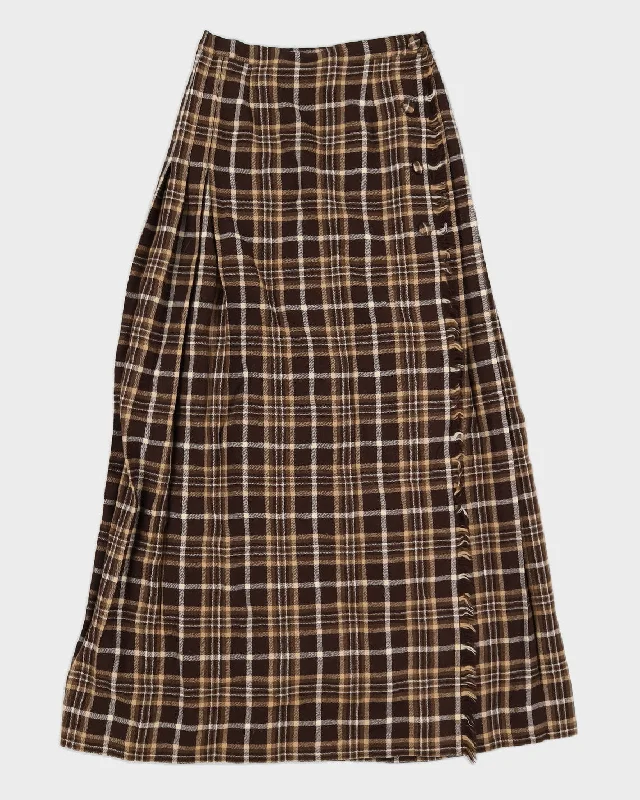 Vintage 60s Dalkeith Brown Tartan Skirt - S silk skirt sleek