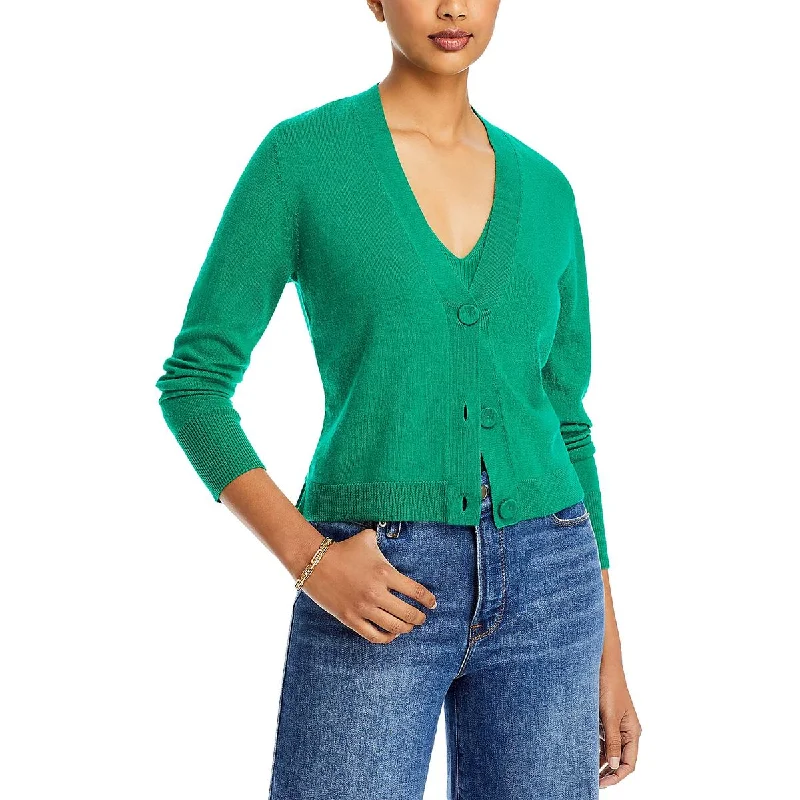Kobi Halperin Womens Florence Wool Layered Cardigan Sweater Knit Fabric Woven Fabric Fleece Fabric