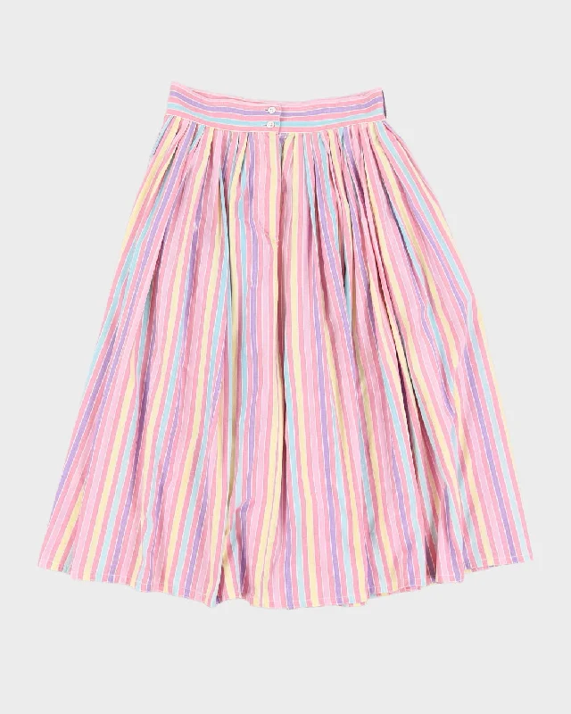 Vintage 80s Southern Comfort Pastel Coloured Stripe Skirt - M cashmere skirt fine