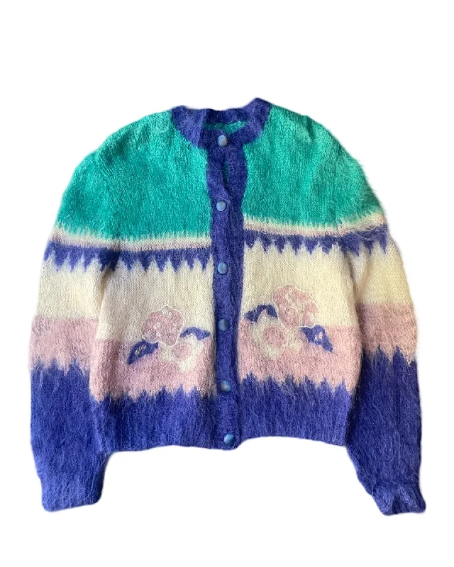Vintage 80’s Mohair Cardigan Neon metallic Matte