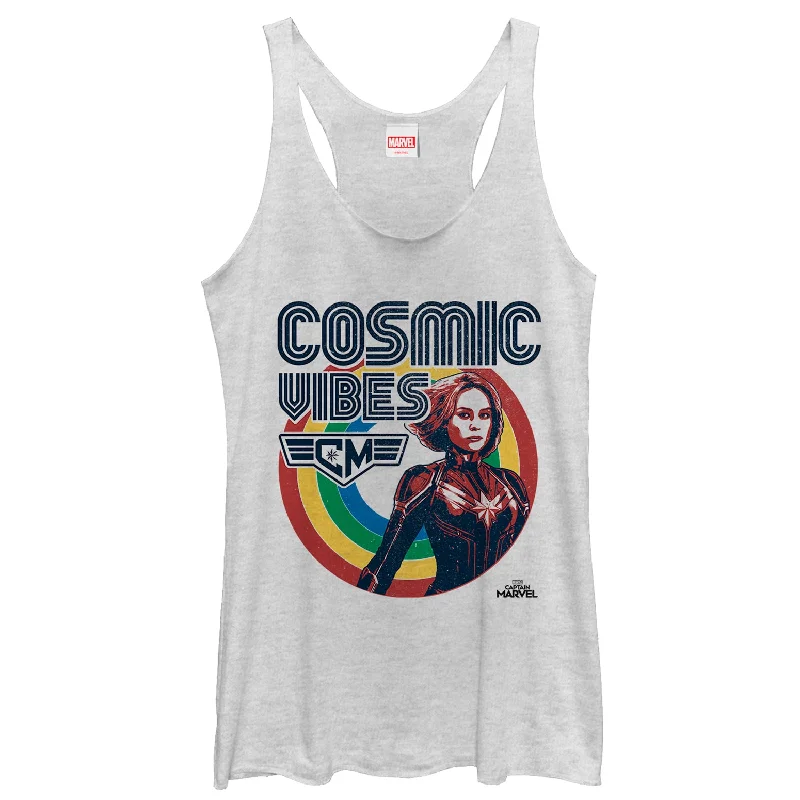 Women's Marvel Captain Marvel Rainbow Cosmic Vibes Racerback Tank Top lace tank top