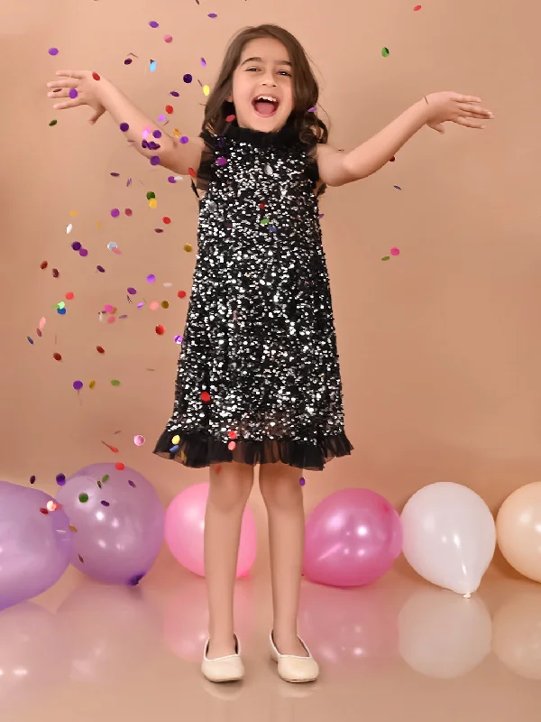 Sequin Knee Length Sleeveless Fit n Flare Party Dress Tunics Practical durable