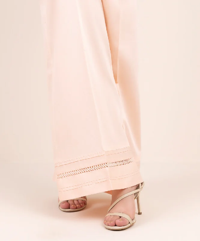 Cotton Satin Flared Pants Casual Wide Pants