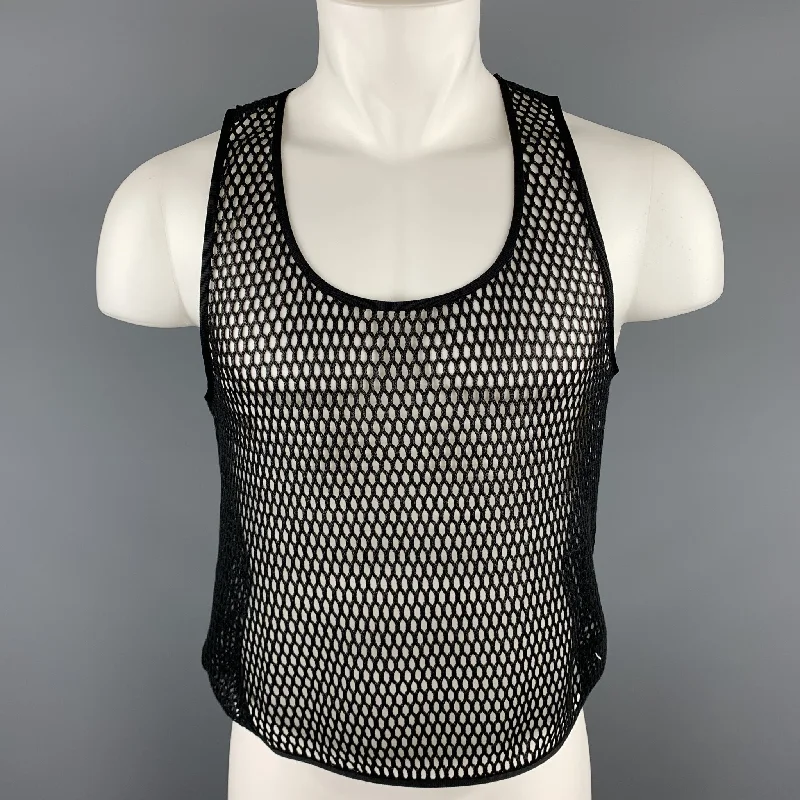 SAINT LAURENT Black Mesh Casual Tank Top lounge tank top