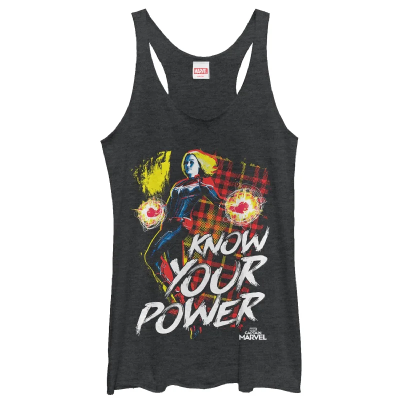 Women's Marvel Captain Marvel Know Your Power Racerback Tank Top strappy tank top