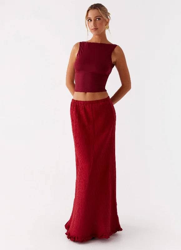 Chamberlain Maxi Skirt - Rhubarb silk skirt sleek
