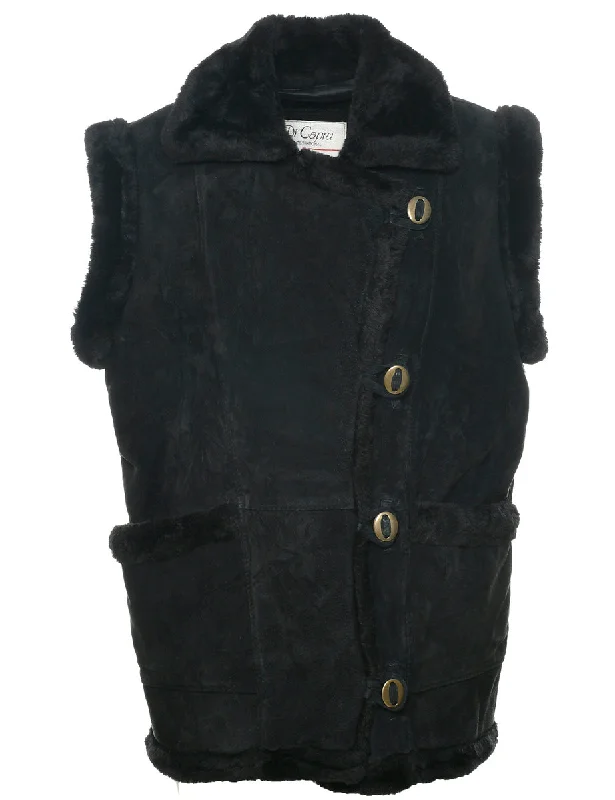 Black Suede Jacket - M V-Neck Jacket Boat Neck Jacket Square Neck Jacket