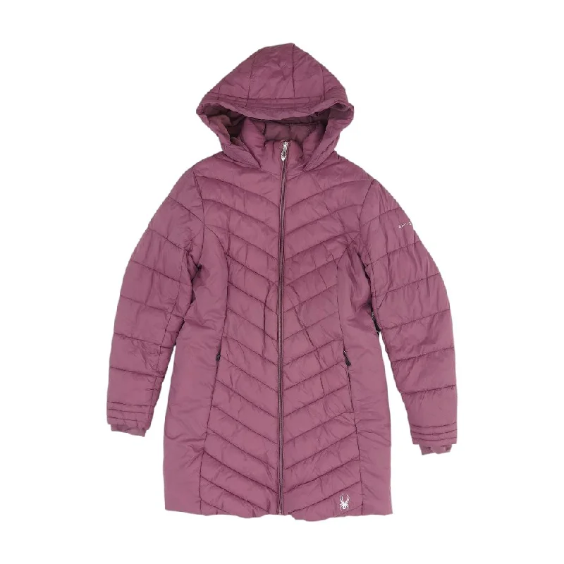 Mauve Solid Ski Jacket Faux Fur Fabric Real Fur Fabric Shearling Fabric