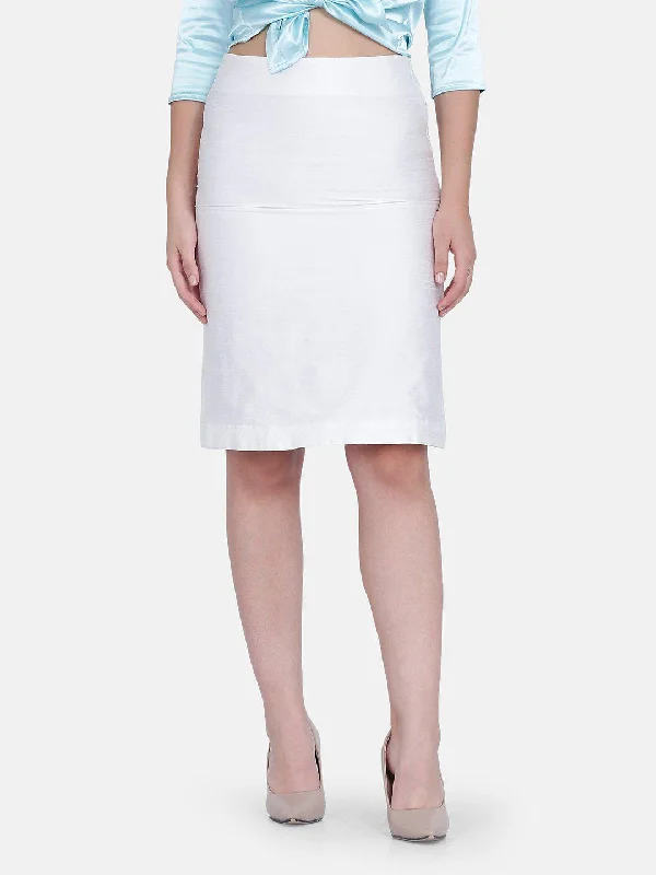 Dupioni Straight Skirt - White a-line skirt cut