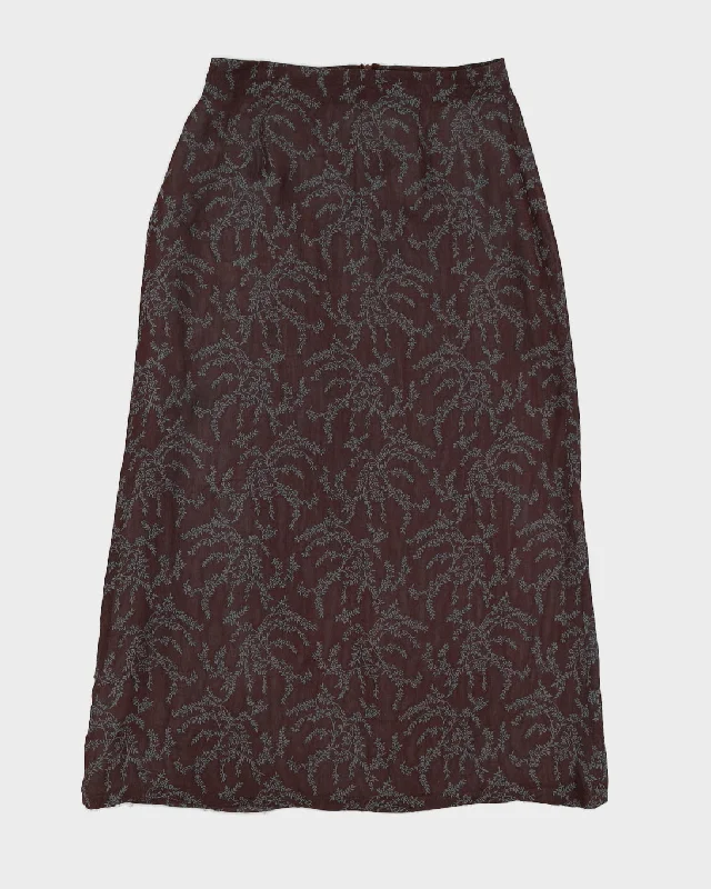 Y2K 00s Shi-Ji Purple & Blue Floral Maxi Skirt - M velvet skirt sumptuous