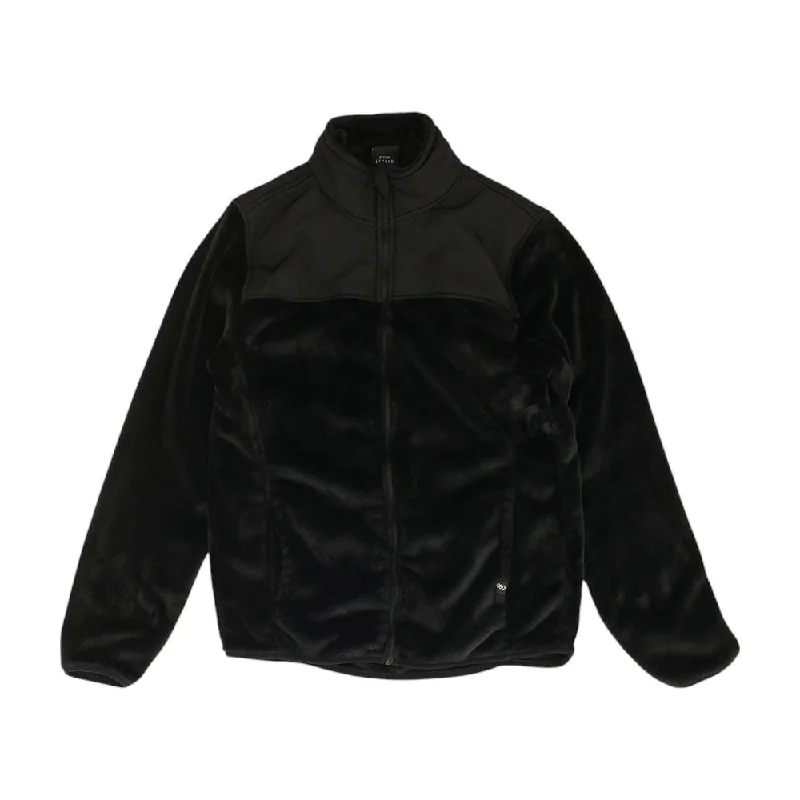 Black Solid Lightweight Jacket Front Pockets Side Pockets Patch Pockets