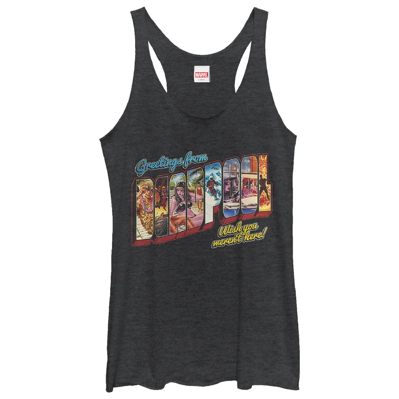 Women's Marvel Deadpool Greetings From Vacation Racerback Tank Top floral tank top