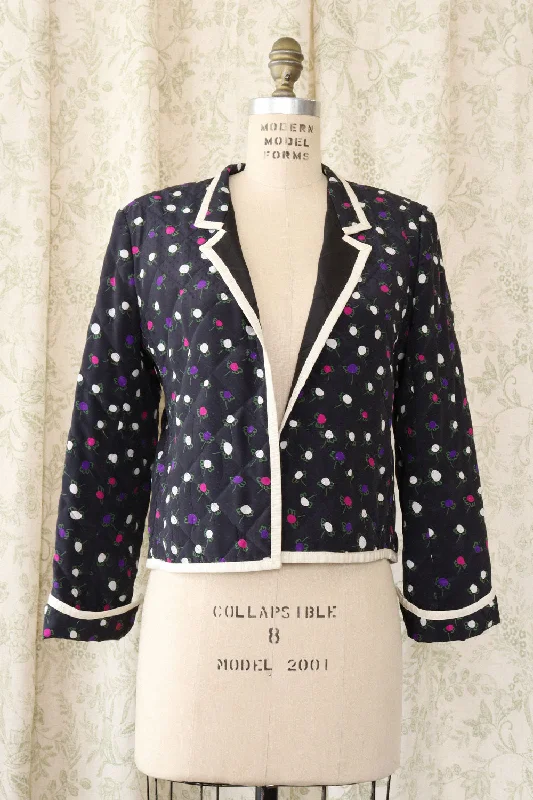 Dejue of Paris Quilted Jacket S/M Zip Front Button Front Snap Front