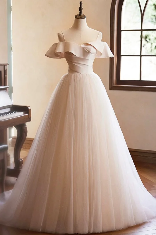 Champagne Spaghetti Straps Floor Length Prom Dresses, A-Line Sleeveless Backless Evening Party Dresses Tunics Gym athletic