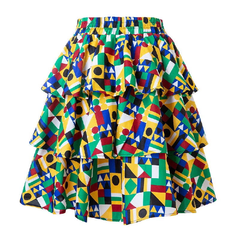 New arrive African Wax Print Skirts Ankara Patterns Clothing Plus Size Africa Skirt For Womens flowy skirt hem