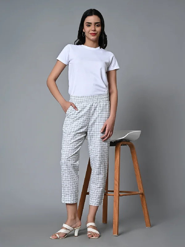 Women's White Cotton Linen Regular Fit Pant Comfortable Denim Leggings