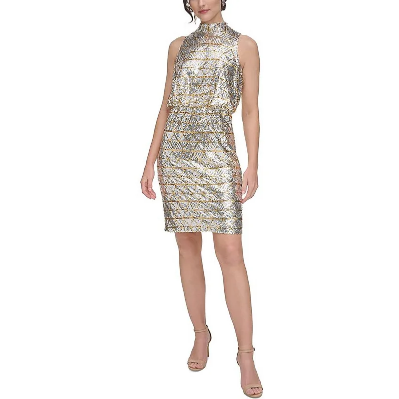 Eliza J Womens Petites Metallic Sequin Cocktail And Party Dress Tunics Handmade artisanal