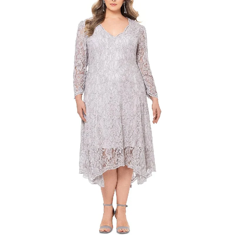 Betsy & Adam Womens Metallic  Cocktail And Party Dress Crew Neckline Casual