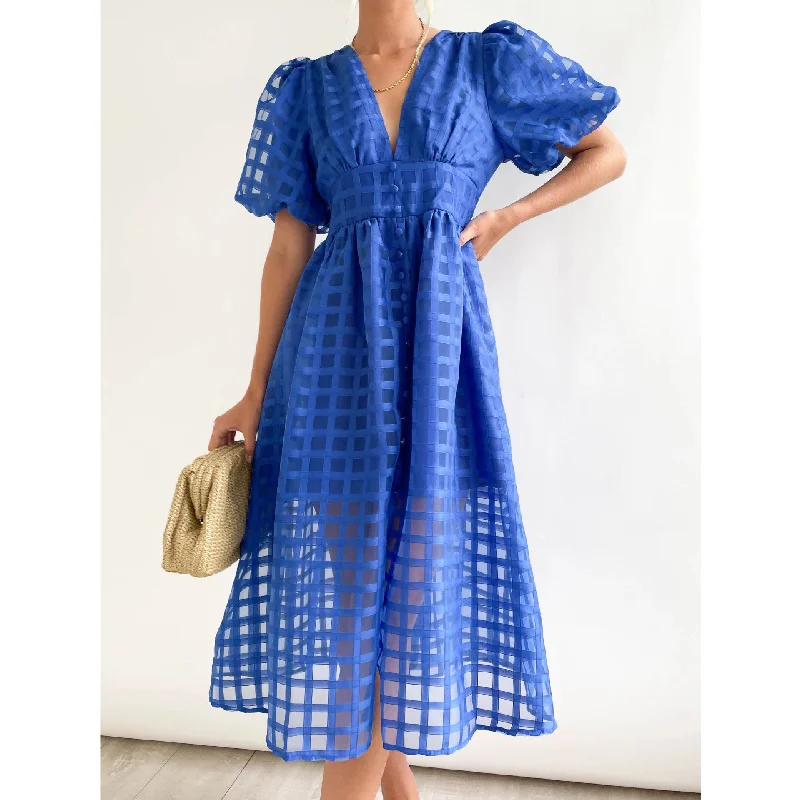 Spring Summer Multi Color Lantern Sleeve Dress Casual Party Dress Women Tunics Occasion special